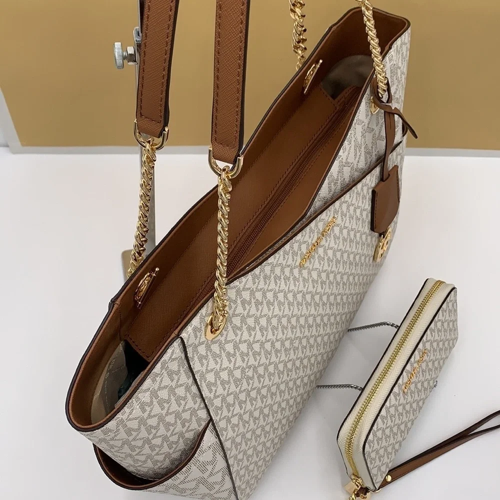 MICHAEL KORS LARGE X CHAIN SHOULDER TOTE & LG FLAT MULTIFUNCTIONAL PHONE CASE